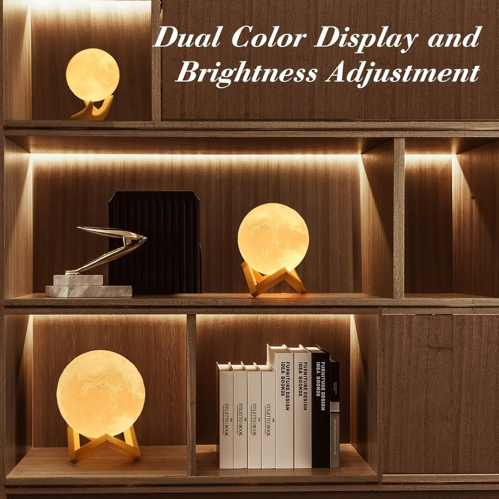 3D Moon Lamp Night Light 16 Colors 148 Modes Remote Control - USB Rechargeable Lunar Moon Light with Wooden Stand for Bedroom Decor Birthday Christmas Valentine Anniversary Gift for Her Him Kids 5.9"