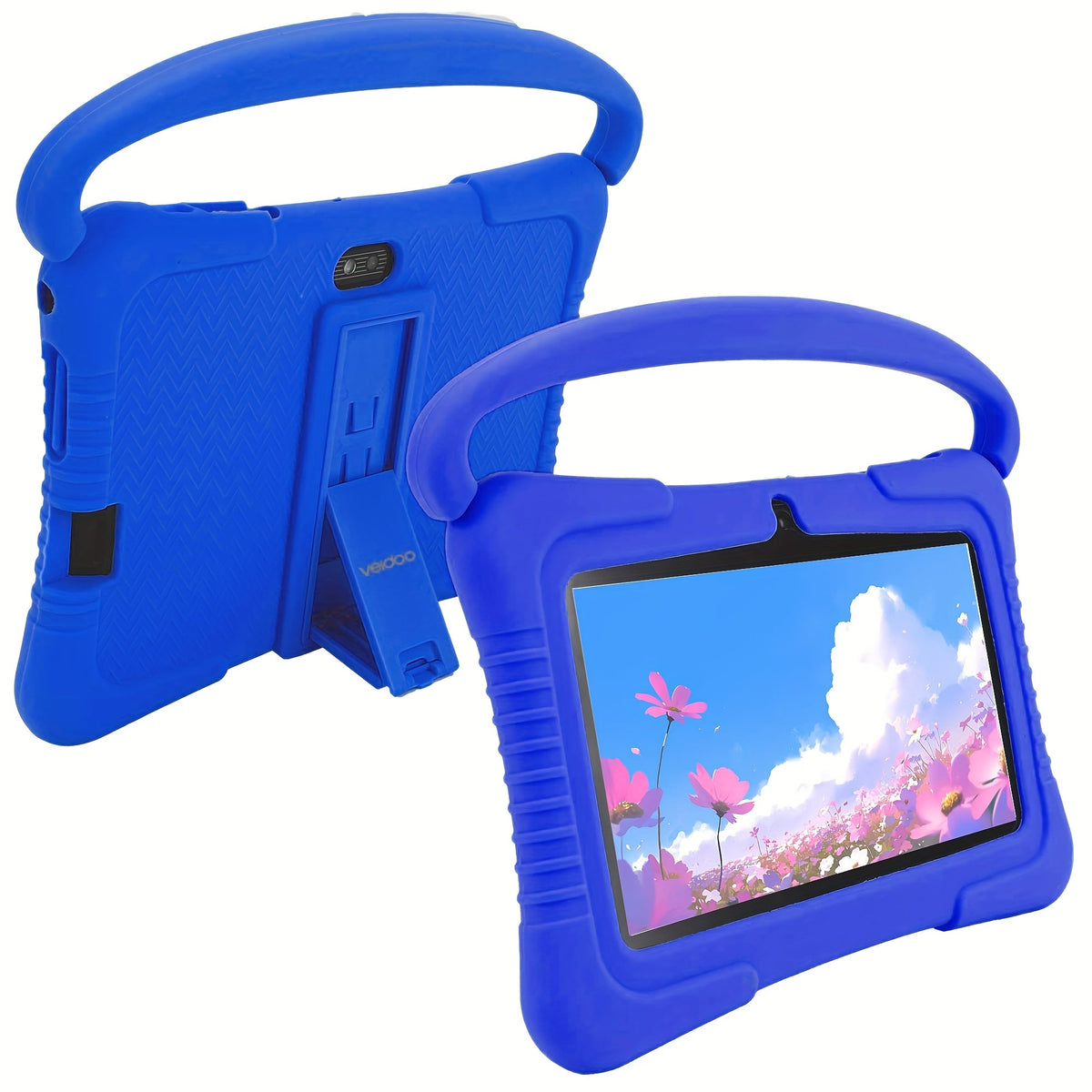 Veidoo Kids Tablet 7 Inch Eye Protection Screen 2GB RAM 32GB ROM Android WiFi Dual Camera Parental Control Educational Games Drop-Proof Silicone Cover Children Learning Tablet Pink Blue