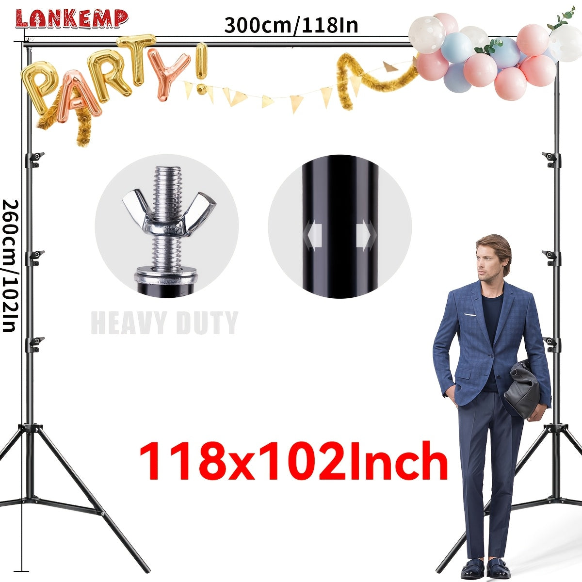 Backdrop Stand 7x7ft Adjustable Background Stand for Photography Photo Booth Party Projector Screen Streaming Portraits Photobooth Props