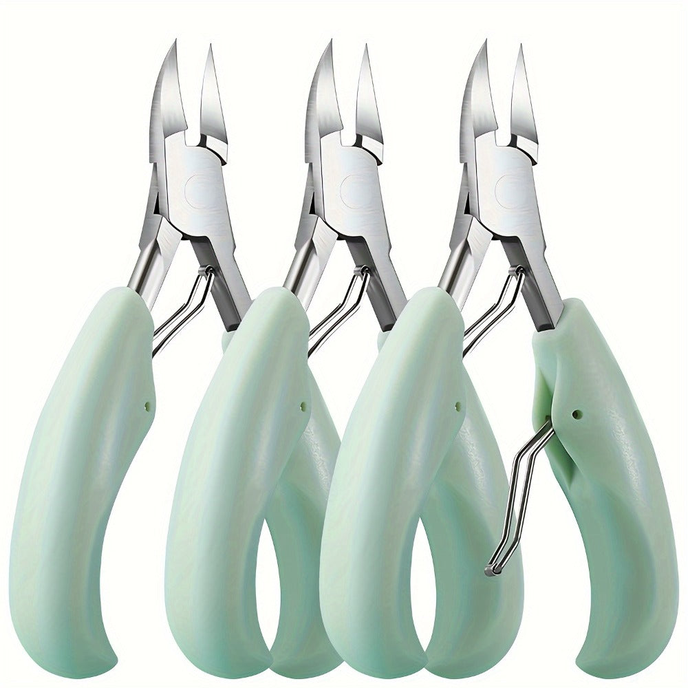 Toenail Clippers for Thick Nails & Ingrown Toenails 3 Pack Sharp Curved Blade Surgical Steel — Double Spring Ergonomic Podiatrist Nail Clipper for Men Women Seniors, Professional Pedicure Tool