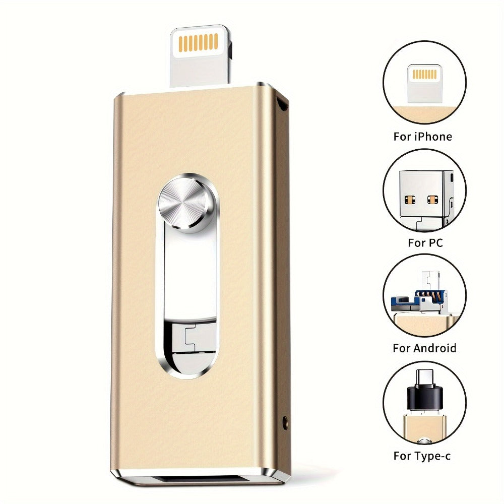 64GB Metal USB Flash Drive High Speed Aluminum Alloy Compact Memory Stick Plug and Play for iPhone iPad Android Mac Windows PC Study Work Travel – Black Gold Premium Design