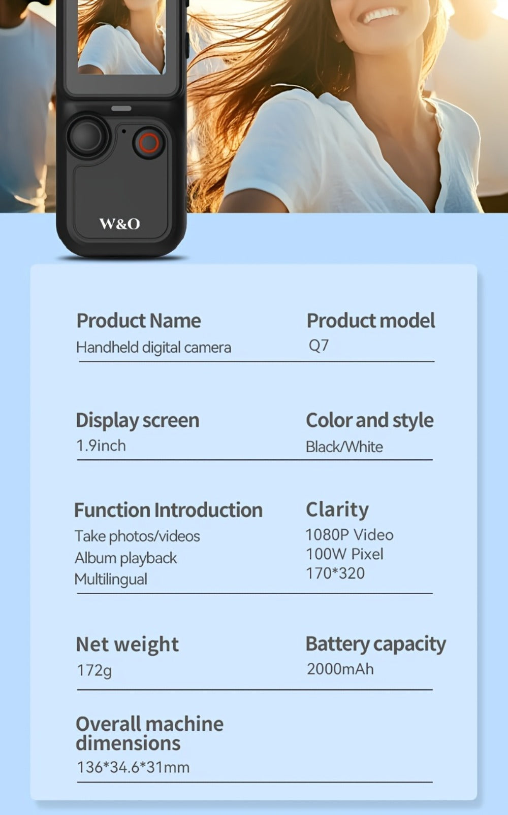 Ultra-Lightweight 4-in-1 Action Camera 1080P | 360° Rotating Lens, Image Stabilization & One-Click Recording – Compact Outdoor Cam for Cycling, Vlogging & Drone-Like Aerial Shooting Effects