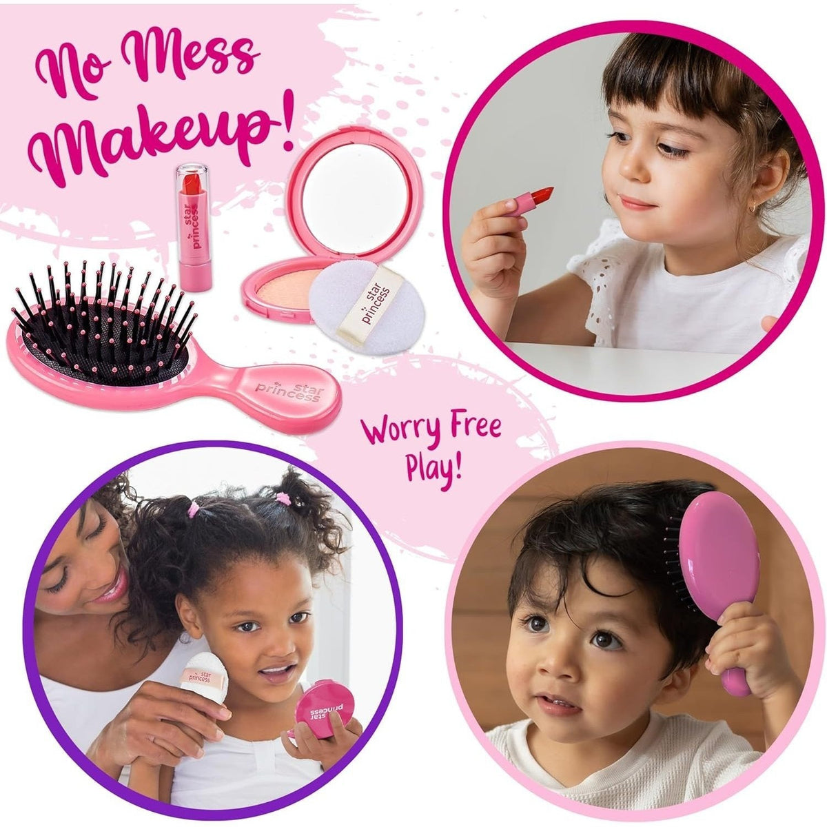 Kids Pretend Play Purse Set with Toy Phone, Keys and Makeup Accessories
