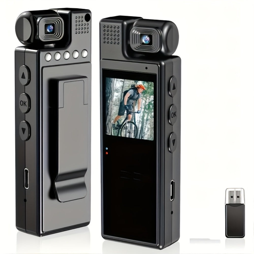 1080P HD Pocket Camcorder with 180° Rotatable Lens – Handheld Body Camera, USB Charging, Lightweight Compact Smart Recorder for Travel, Event Recording, Holidays & Birthday Gift (SD Card Not Included)