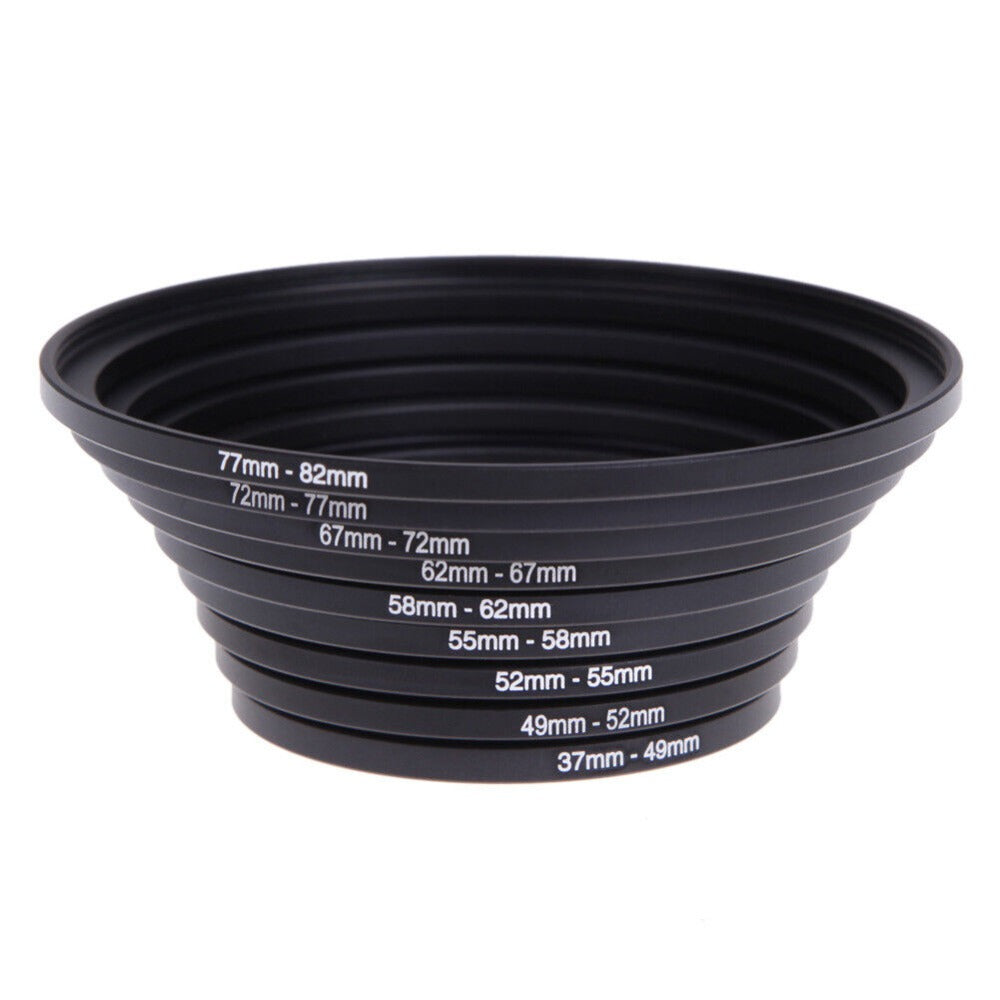 Step-Up Step-Down Lens Filter Adapter Rings 18pcs Set for DSLR Camera 37-82mm Aluminum Alloy Filter Ring Kit Compatible with Canon Nikon Sony Lenses
