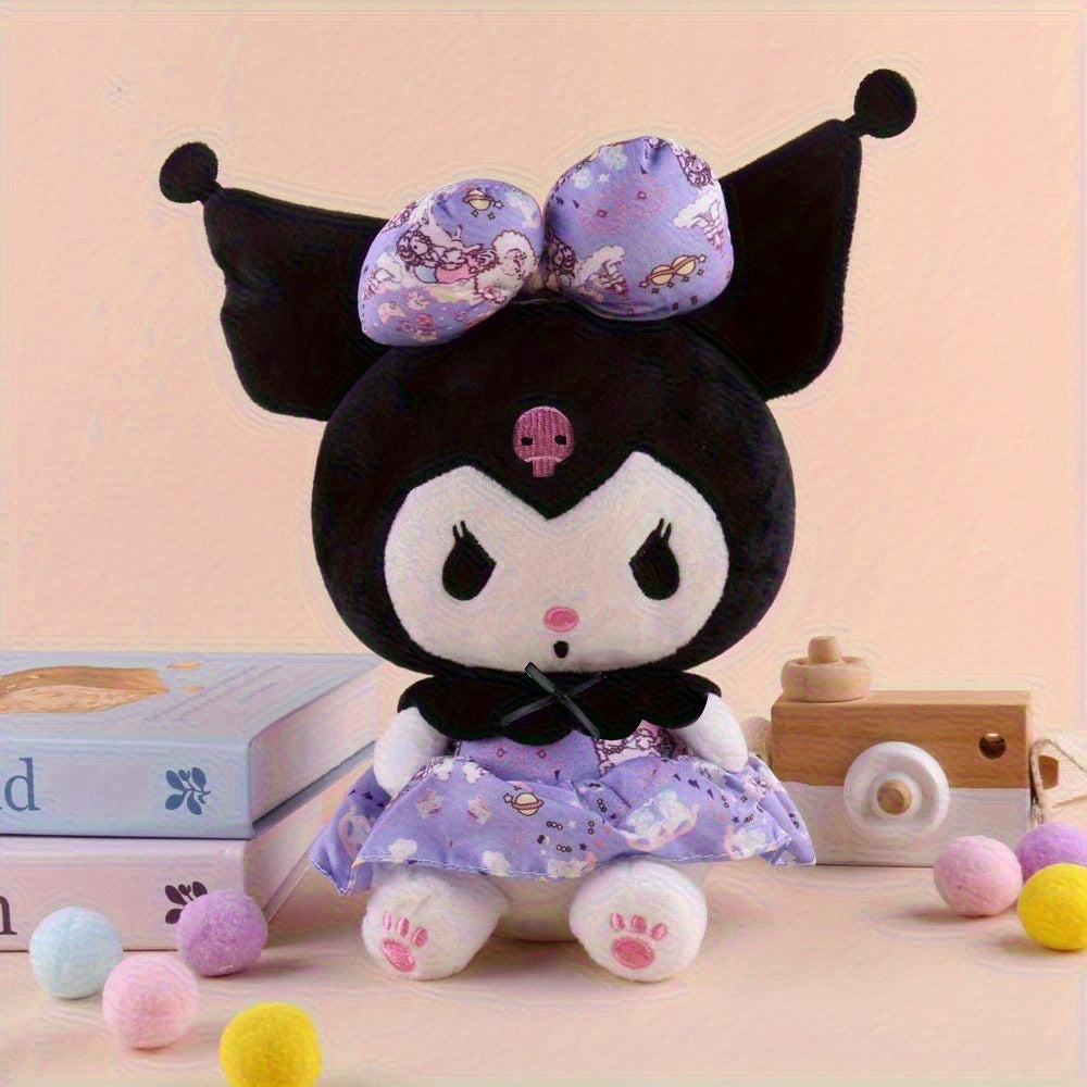 Kuromi Plush Doll, Gothic Kawaii Design with Skull Embroidery, Purple or Pink