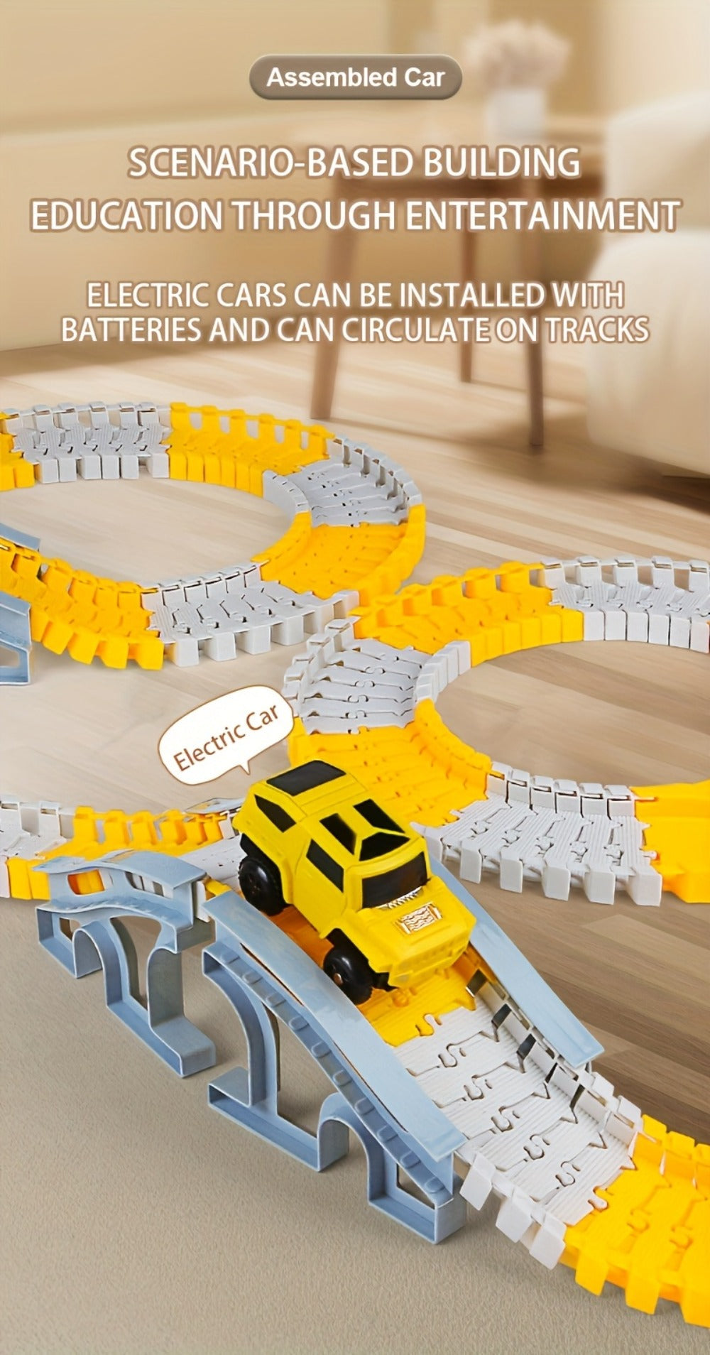 Roller Coaster Track Set, 467 Pieces with Electric Race Car, DIY Build-Your-Own Track Toy Ages 3-8