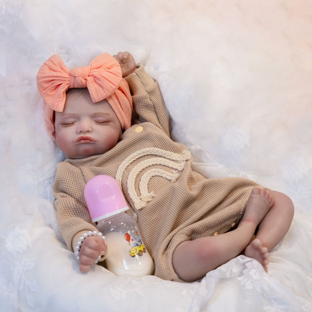 20-Inch Sleeping Reborn Baby Doll with Soft Cloth Body and Feeding Set
