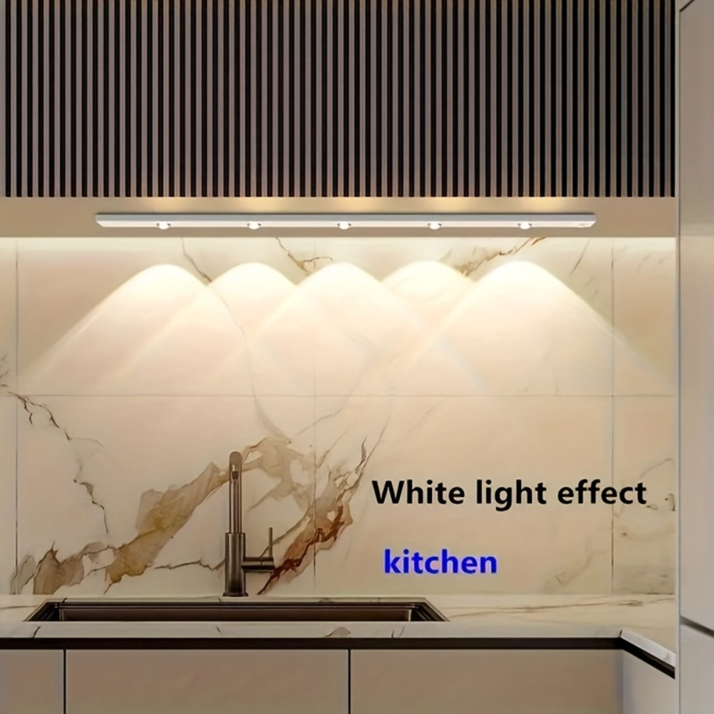 Motion Sensor Cabinet LED Strip Light USB Rechargeable 1400mAh - 3 Color Dimmable Wireless PIR Auto On Off 4 Sizes for Kitchen Wardrobe Wine Cabinet Shoe Cabinet Closet Bedroom Night Light