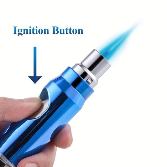 Refillable Butane Torch Lighter, Adjustable Jet Flame, Blue with Gift Box
