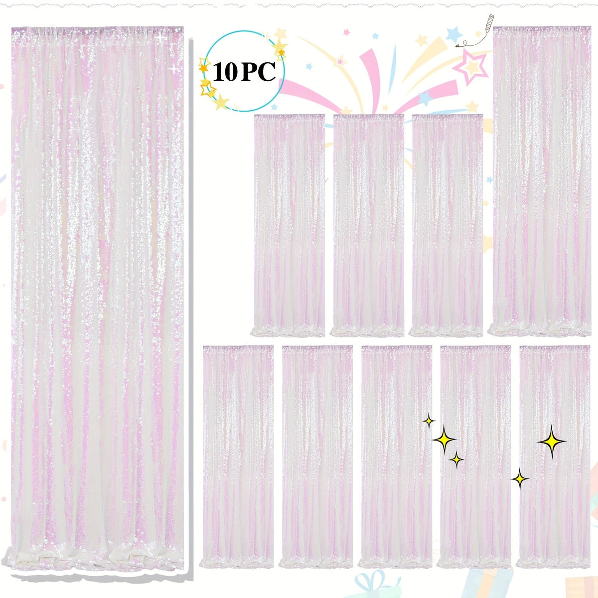 Sequin Backdrop Curtains 2FTx8FT Glitter Photography Background Panels for Party Wedding Birthday Stage Decoration Gold Yellow Shimmer Curtain Set 4 6 10 Panels Available