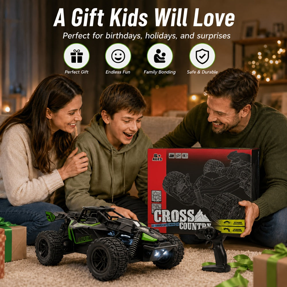 RC Monster Truck 1:20 Scale 4WD with LED Headlights, 2.4GHz All-Terrain Off-Road