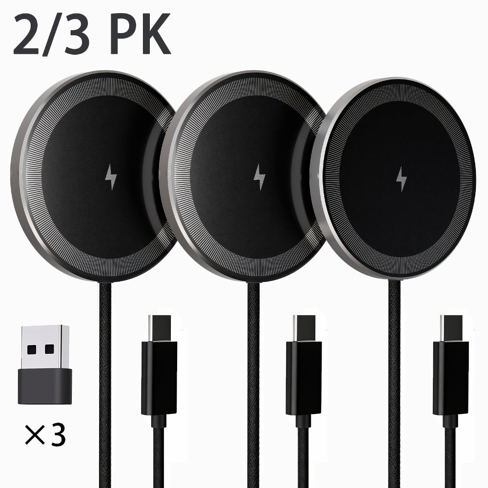 Ultra Slim Magnetic Wireless Charging Pad 15W Multi-Pack – 2-Pack & 3-Pack Value Set for iPhone 17 Air 16 15 14 13 12 11 Pro Max & AirPods 4 3 2 Pro | 0.6cm Thin 65g Portable Travel Charger | White Black
