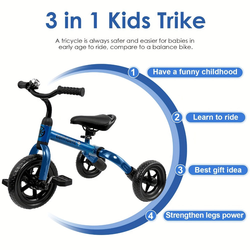 3-in-1 Toddler Tricycle and Balance Bike with Folding Frame, Green