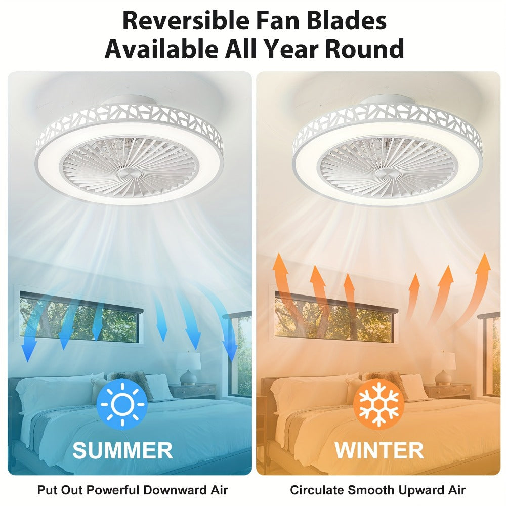 Flush Mount Ceiling Fan with Light and Remote 19 Inch | Low Profile LED Ceiling Fan 6 Wind Speeds Reversible Motor | Quiet Compact Fan for Bedroom Kids Room Living Room Low Ceiling | White Black