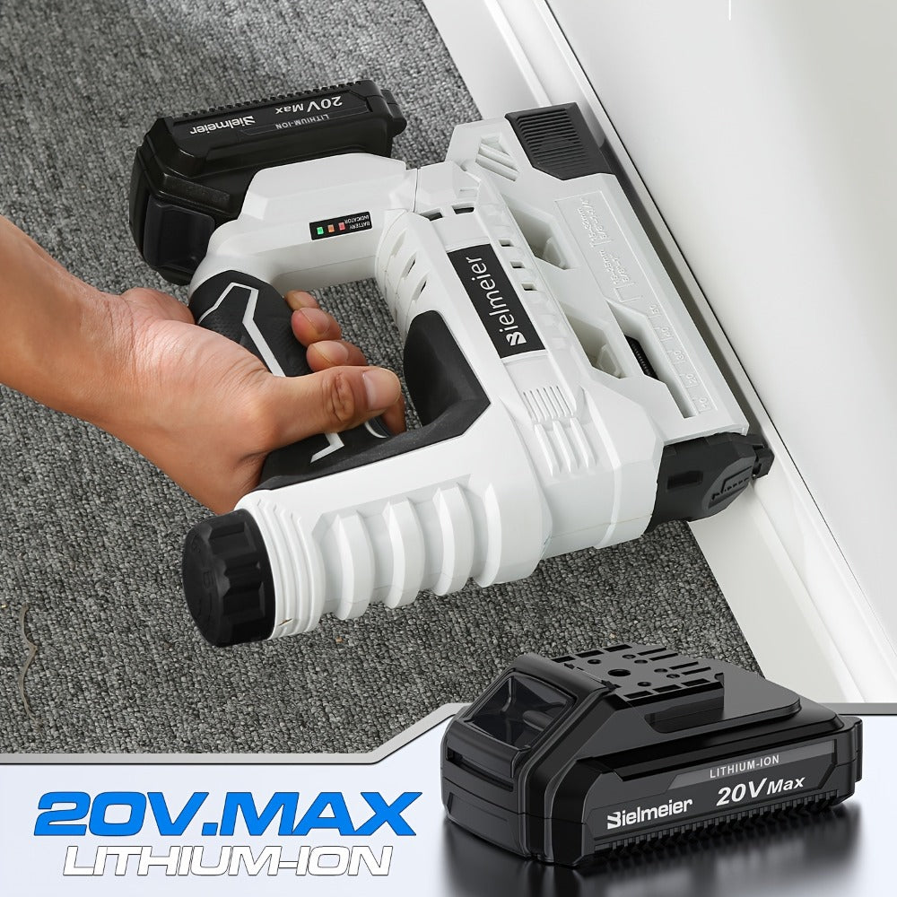 Cordless Stapler Brad Nailer 2-in-1 4V / 20V No Compressor – Lightweight with Battery, Charger & 1600pcs Nails & Staples, for Carpentry, Home Improvement, Upholstery & DIY – Multiple Colors & Upgrade Versions