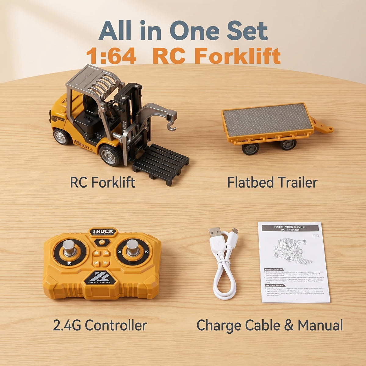 RC Construction Truck – 1:24 Scale Alloy Remote Control Bulldozer, Dump Truck & Excavator Toy