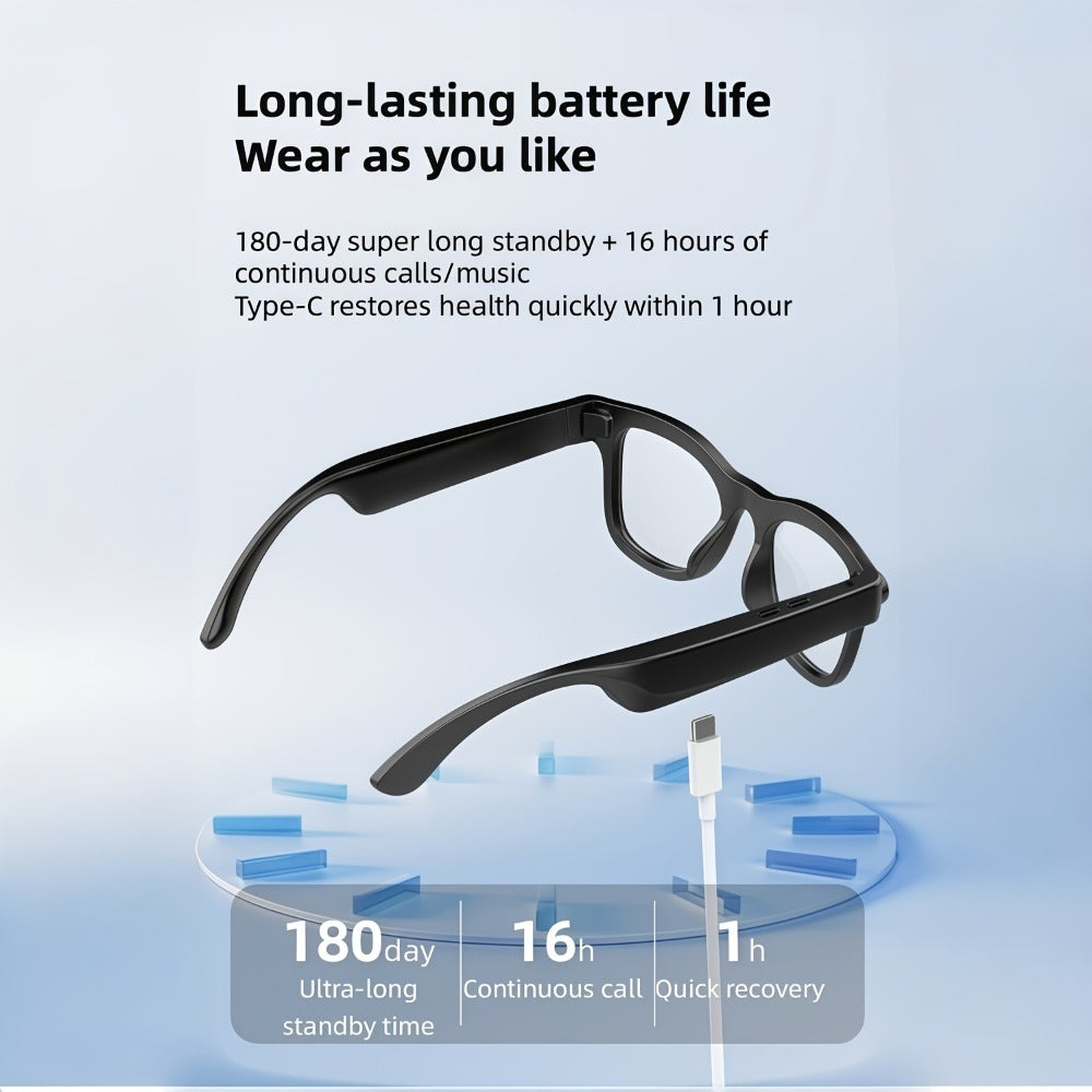 Smart Glasses with Camera 200MP Dual Lens AI POV Recording – Hi-Fi Open-Ear Audio | Touch & Voice Control | Ultra-Long Battery | Cycling Sports Outdoor Photography | Transparent & Black Lenses | Tech Gift