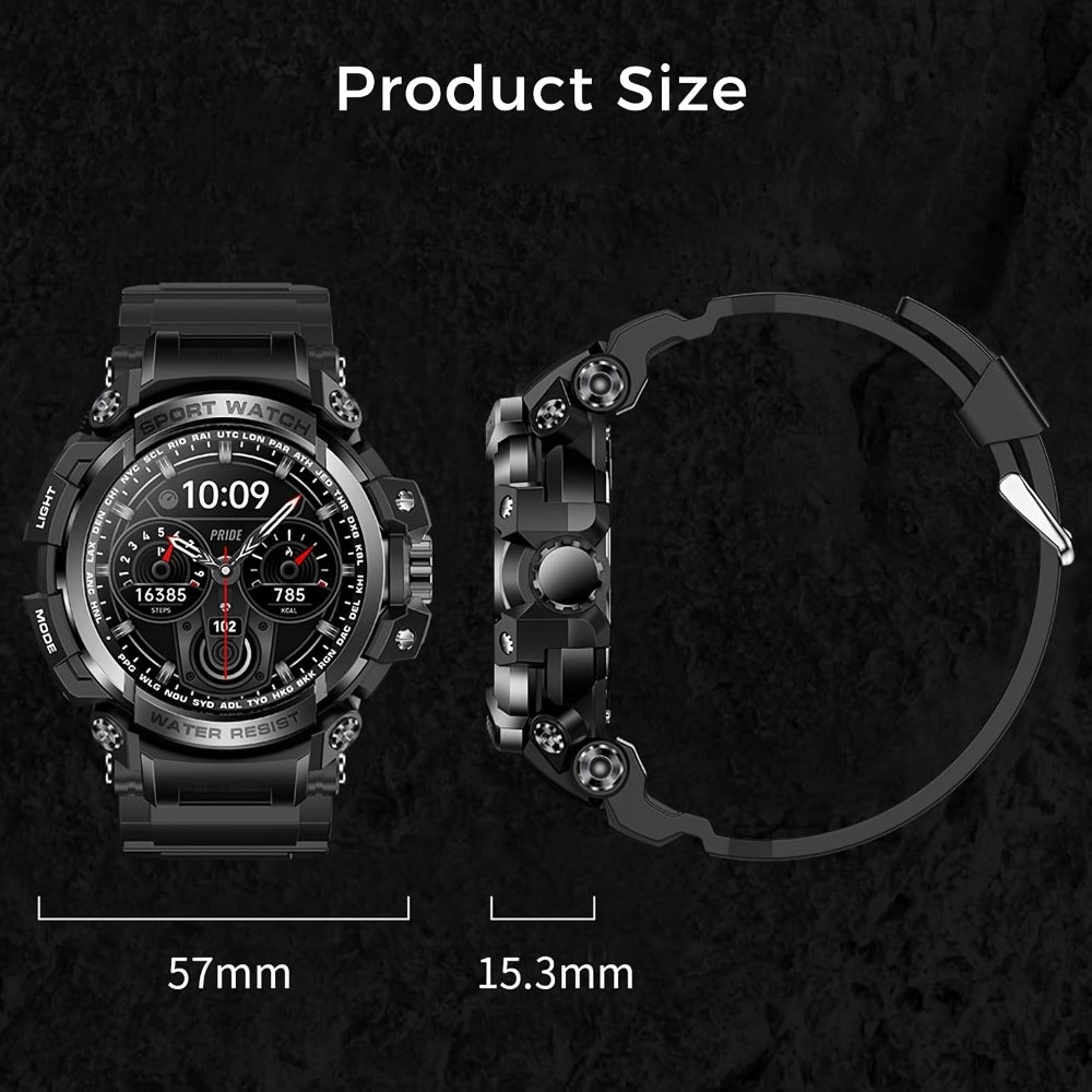 Tactical Smartwatch for Men, LED Flashlight & SOS Emergency, 1.32" TFT Screen, Bluetooth Calling, 100+ Sport Modes, Heart Rate SpO2 Sleep Tracker, Camouflage & Matte Colors – iPhone & Android Compatible