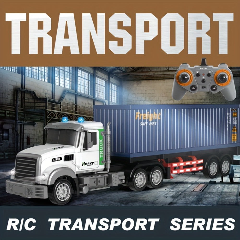 RC Semi Truck, 1:24 Scale 23.6-Inch Remote Control Container Truck with 2.4G & USB Charging