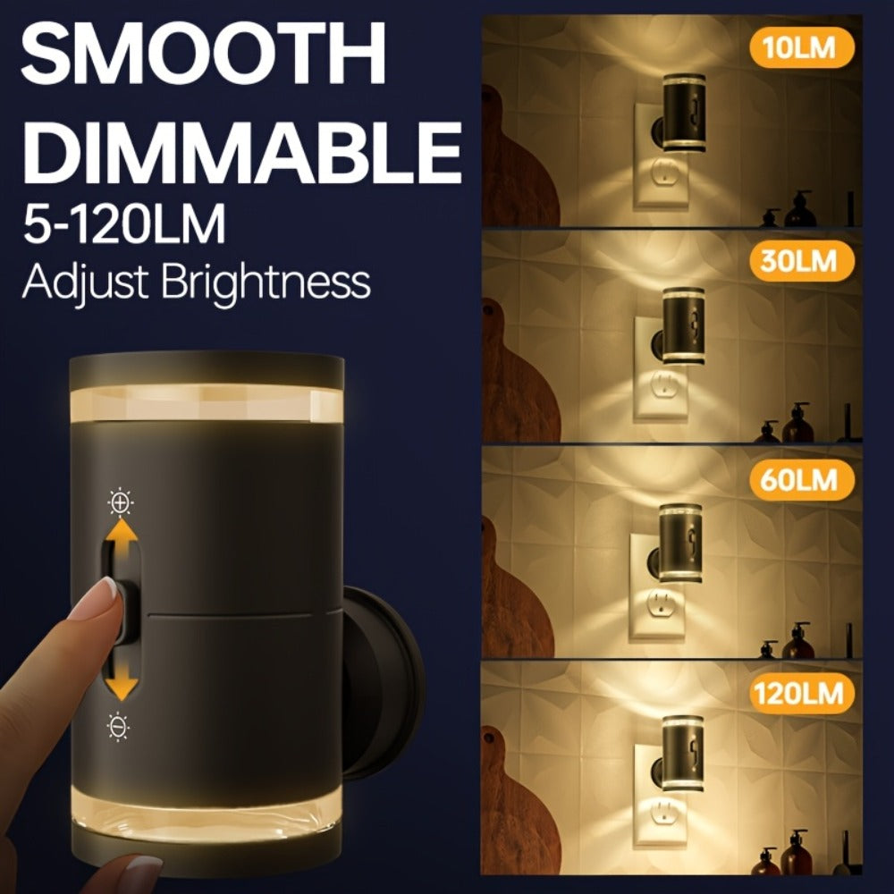 LED Night Light Plug In Dusk to Dawn Sensor – 5-120LM Adjustable Brightness, 3 Color Temperatures, Modern Plug-In Night Lights for Hallway, Bedroom, Staircase, Bathroom & Toddler Room, 2 or 4 Pack