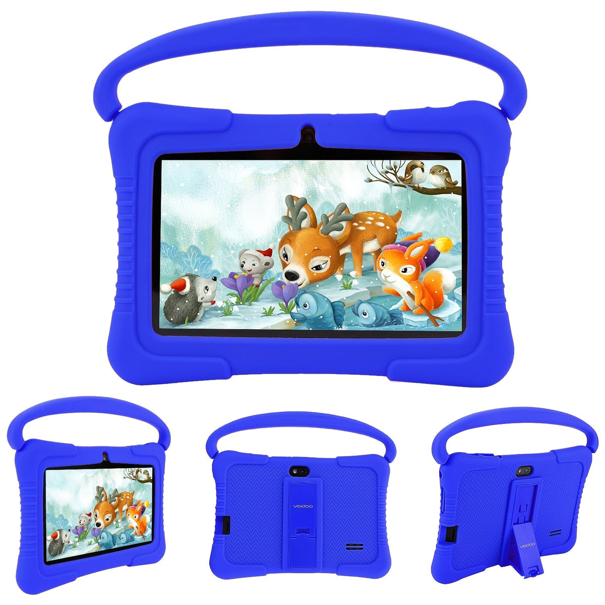 Veidoo Kids Tablet 7 Inch Android Eye Protection Screen Parental Controls Drop-Proof Silicone Case Dual Camera Educational Games WiFi 1GB 16GB 2GB 32GB Children Learning Tablet Pink Blue Purple