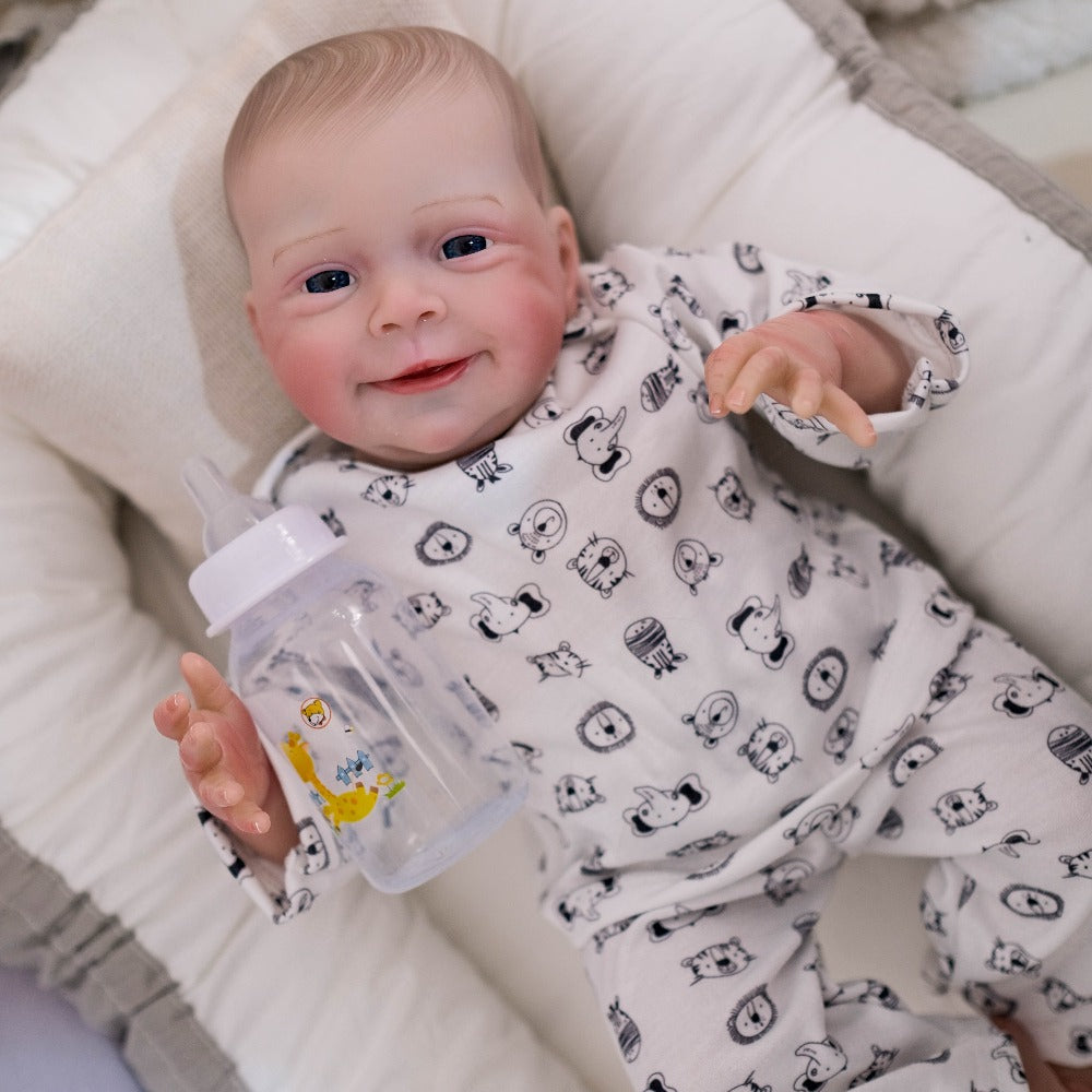 19-Inch Cloth Body Reborn Baby Doll with Vinyl Limbs and Accessories