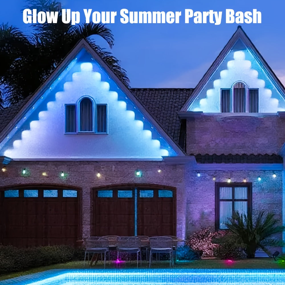 Permanent Outdoor Lights IP67 Waterproof – RGB LED Eaves Light, App & Remote Control, Color Changing for Halloween, Christmas, Holiday, Party & Daily Roof Lighting (20/30/50/100/200/300/500 FT)