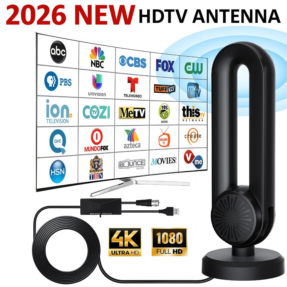 Long Range 250 Mile TV Antenna 4K 1080P – USB Powered, 180° Rotatable, Magnetic Base, Indoor & Outdoor, Smart & Legacy TVs, Home Car RV, HDTV-09 MAX