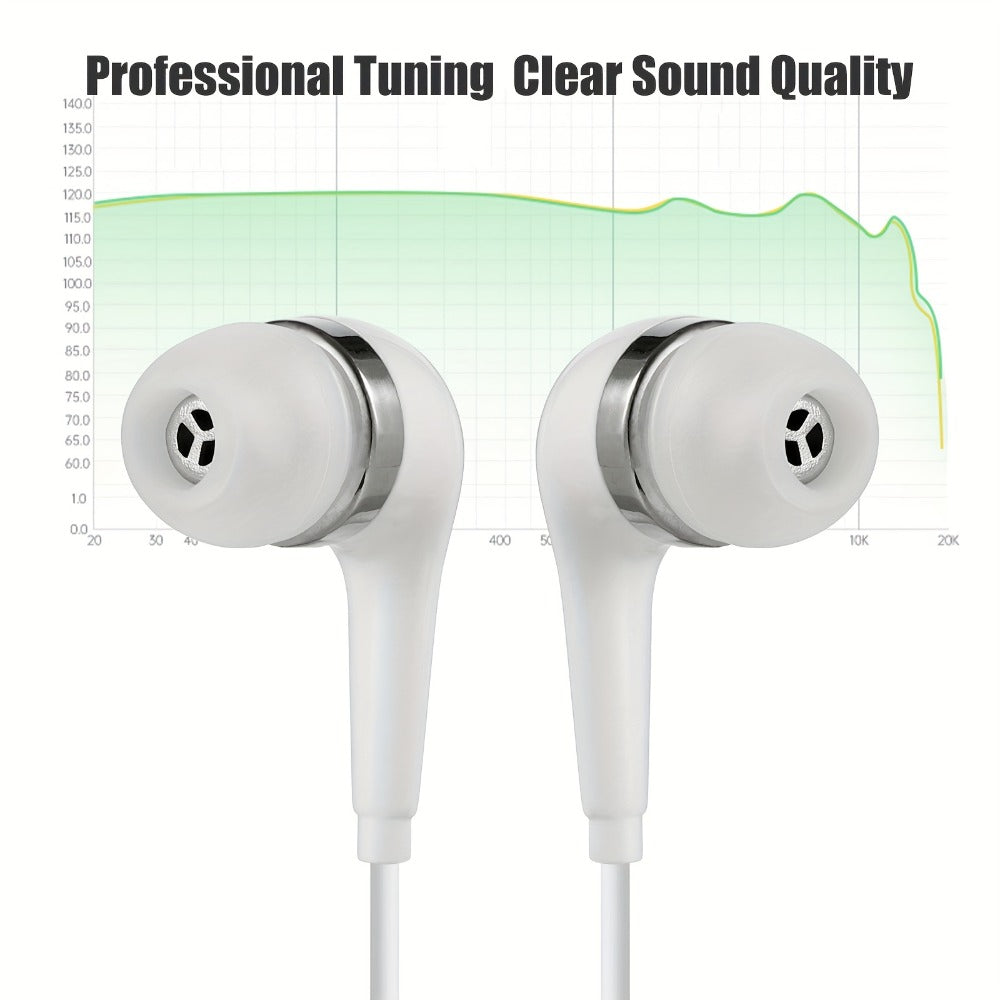 10 Pack Wired Earphones 3.5mm Bulk In-Ear Headphones Built-in Mic Volume Control Universal Compatible Samsung Huawei Xiaomi Android School Classroom Office Wholesale White