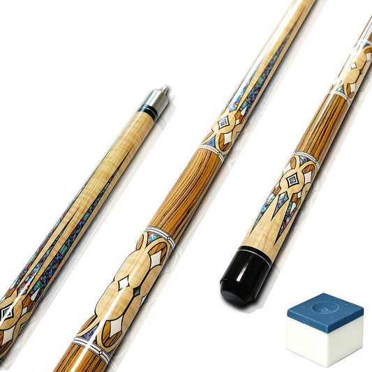 Pool Cue with Maple Shaft, 58-Inch 20 oz Vintage-Style Design in A, B or C