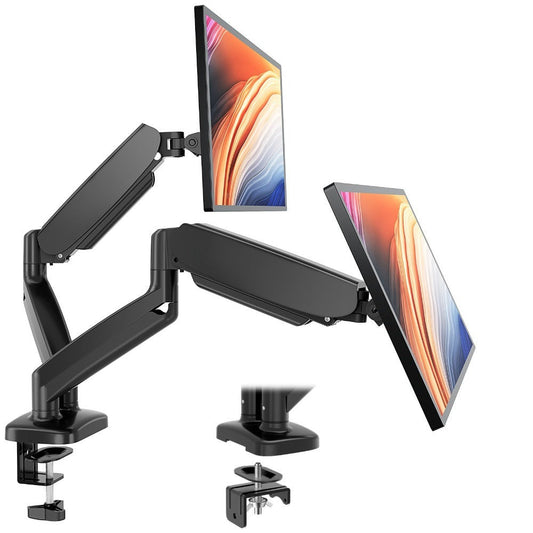 Gas Spring Monitor Arm Single Dual, Ergonomic Desk Mount for 13-32 Inch Screens up to 17.6 lbs, Adjustable Height, 360° Swivel, Full Motion VESA Monitor Stand for Home Office