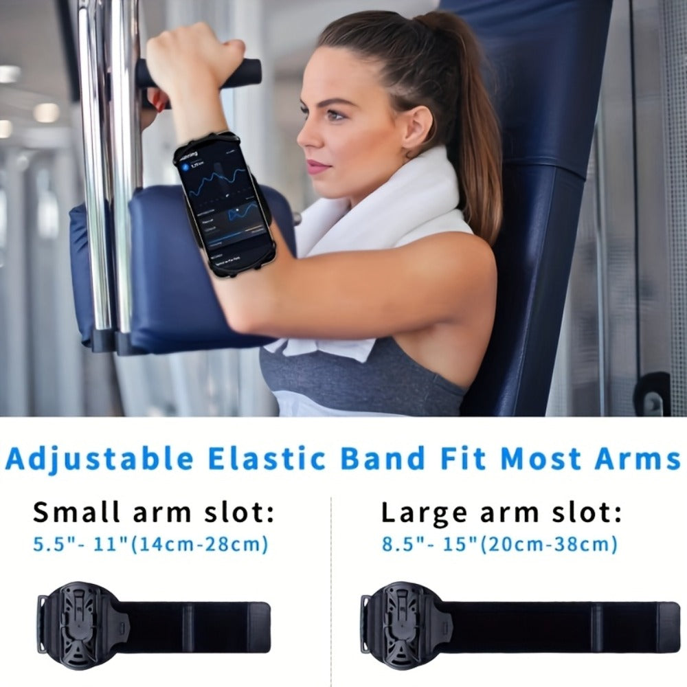 360° Rotation Sports Phone Arm Strap Wrist Holder for Running Gym Workout – Removable Adjustable Armband for 4.5 to 7 Inch Phones iPhone Samsung Android