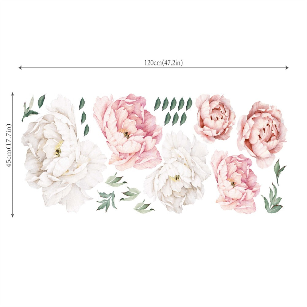 Peony Flower Window Glass Sticker – Anti-Collision Waterproof Decorative Glass Film, European Floral Wall & Window Decal for Home Decor, 17.7 x 47.2 Inches (2 Styles)