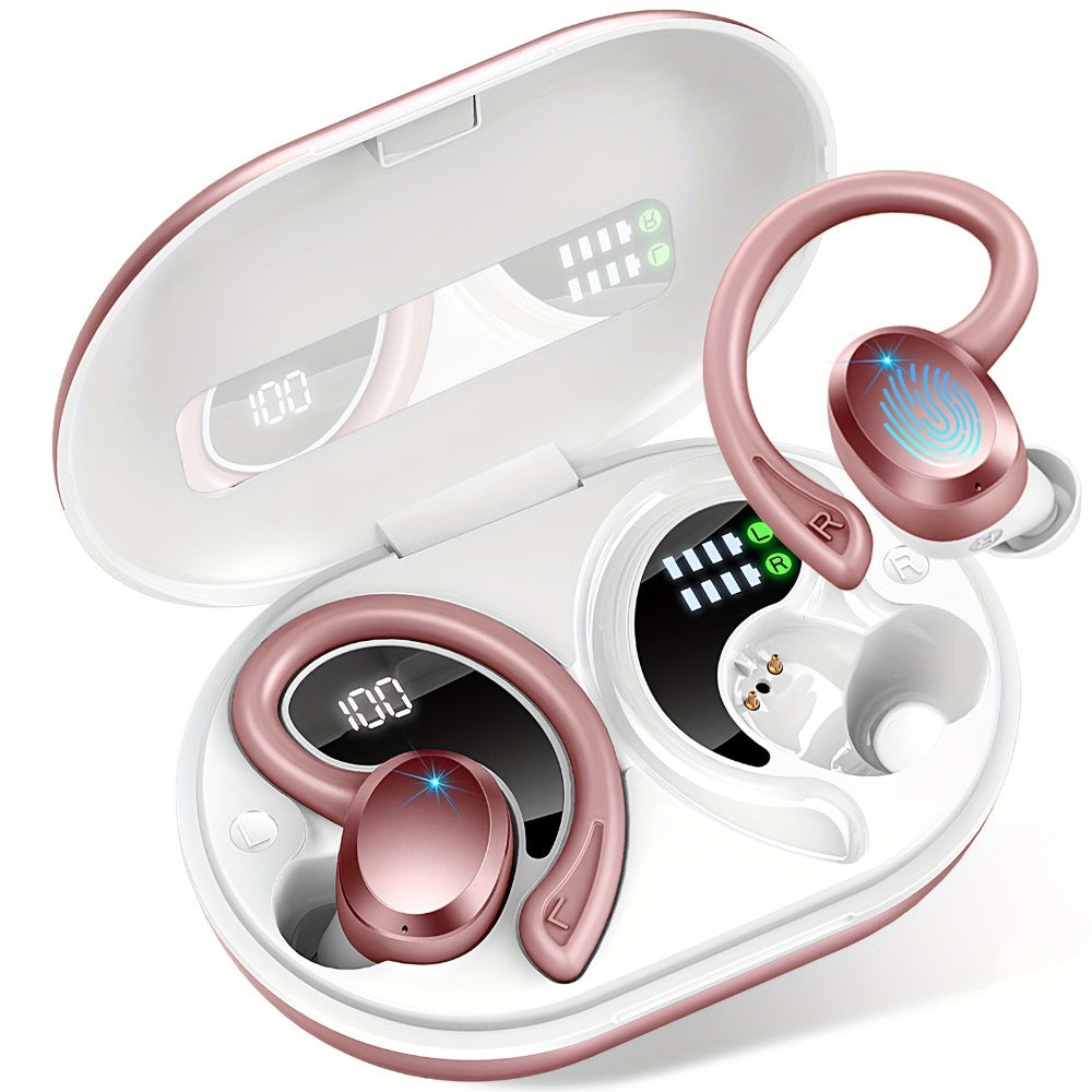 48H Wireless Sport Earbuds Q38 Bluetooth 5.3 with 14.2mm Driver Stereo Sound – Earhook Noise Cancelling Mic Over-Ear Headset for Workout Running Gym Outdoor Sports
