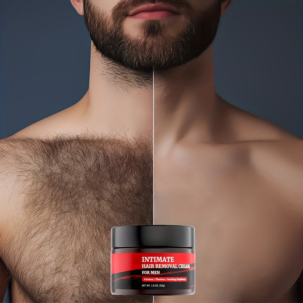 Intimate Area Hair Removal Cream for Men with Plant-Based Squalane Fast-Acting Painless Depilatory for Groin Chest Back Body Sensitive Skin 50g 1-5 Pack Razor-Free Smooth Skin