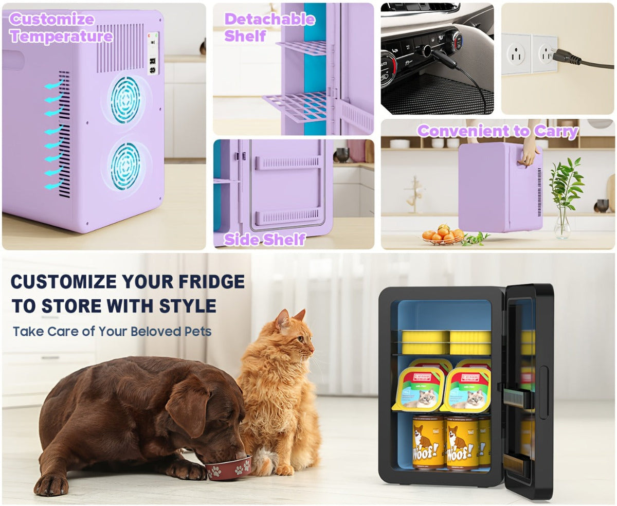 Mini Fridge with Glass Front Door 15.8QT/23.3QT - Portable Cooler and Warmer AC/DC 12V, Small Refrigerator for Bedroom, Office Desk, Car, Dorm, Skincare, Beauty & Makeup, 4 Colors