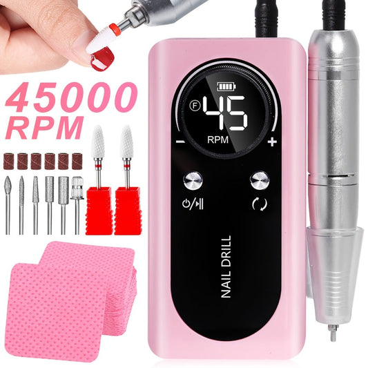 Cordless Electric Nail Drill with Adjustable Speed and Power Display