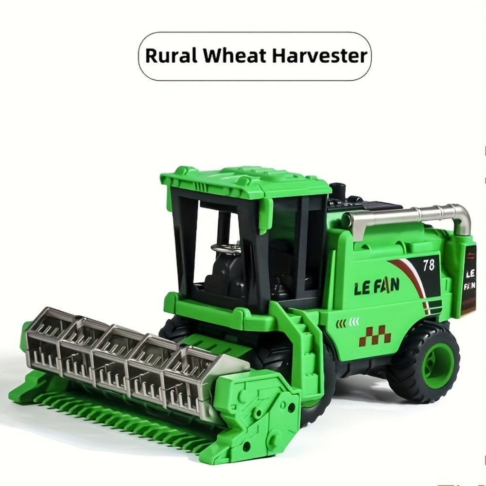 Wheat Harvester Toy Car – Friction Powered Farm Vehicle Model for Kids, Green