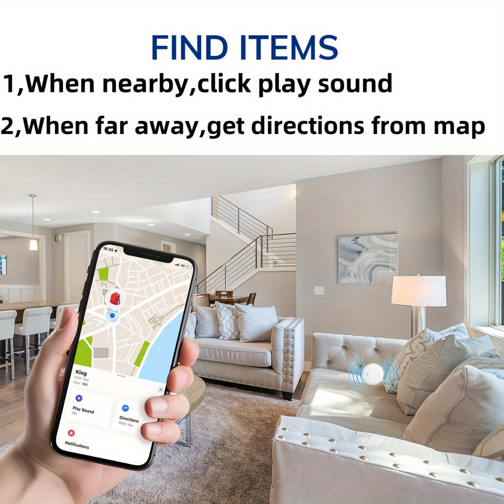 Apple Find My Tracker 2 Pack AirTag-Size Bluetooth Key Finder with Keychain Holder – Anti-Lost Locator for Keys Pets Bags Luggage, 1-Year CR2032 Battery, iOS Smart Tag, Tech Gift for iPhone Users