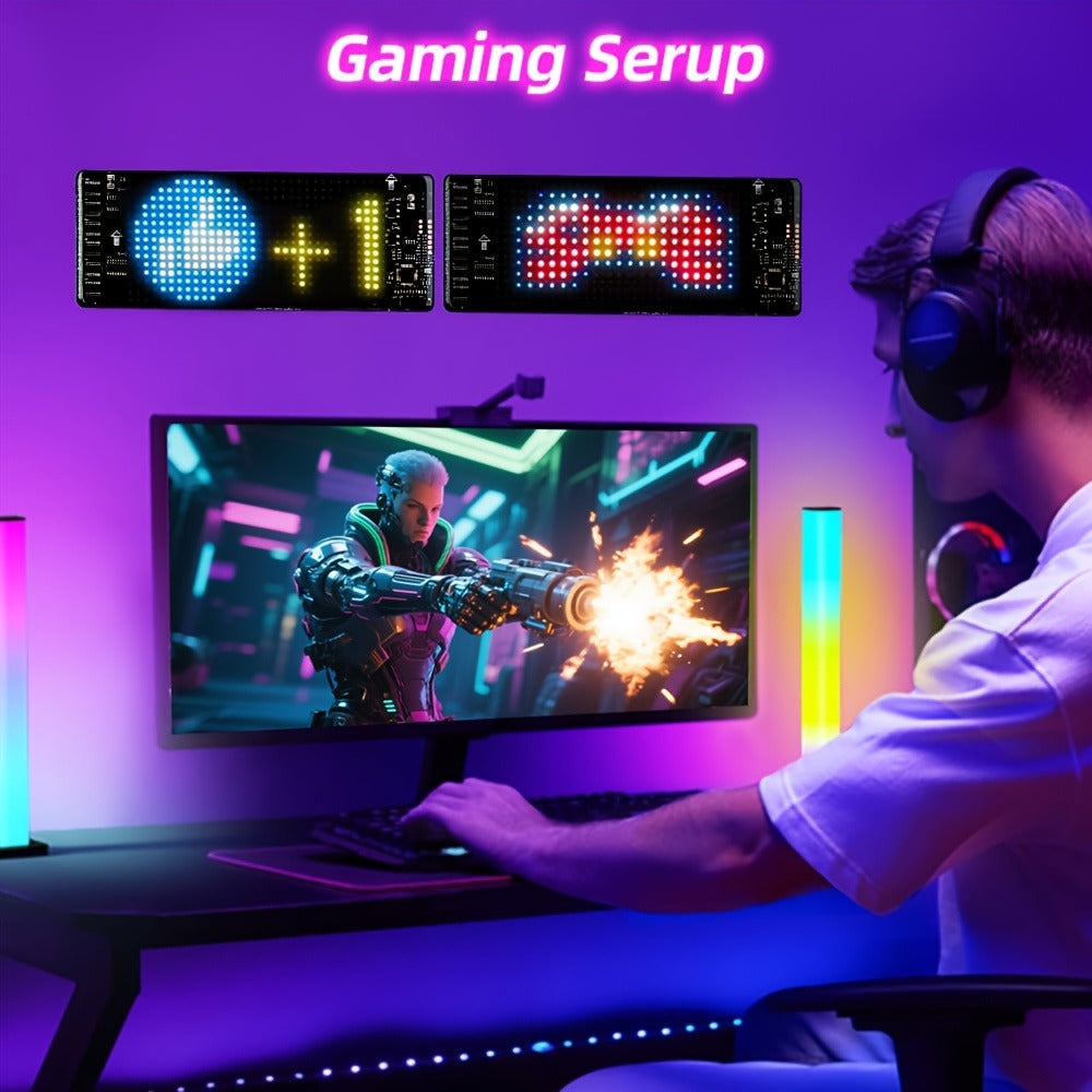 RGB LED Pixel Display Wall Art App Control USB Powered - Colorful Programmable Flexible Soft Screen Custom Text & Patterns for Game Room Streaming Setup Store Sign Car Window Dimmable Decoration 32x16 64x16