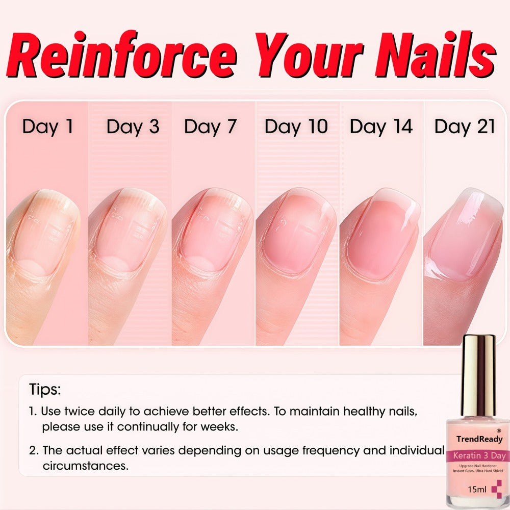 Nail Strengthener 2 Pack 4-in-1 Natural Protein Hardener — Extra Strong Fast Drying Nail Growth Treatment Base Coat for Weak Brittle Splitting Nails, Women Men All Nail Types