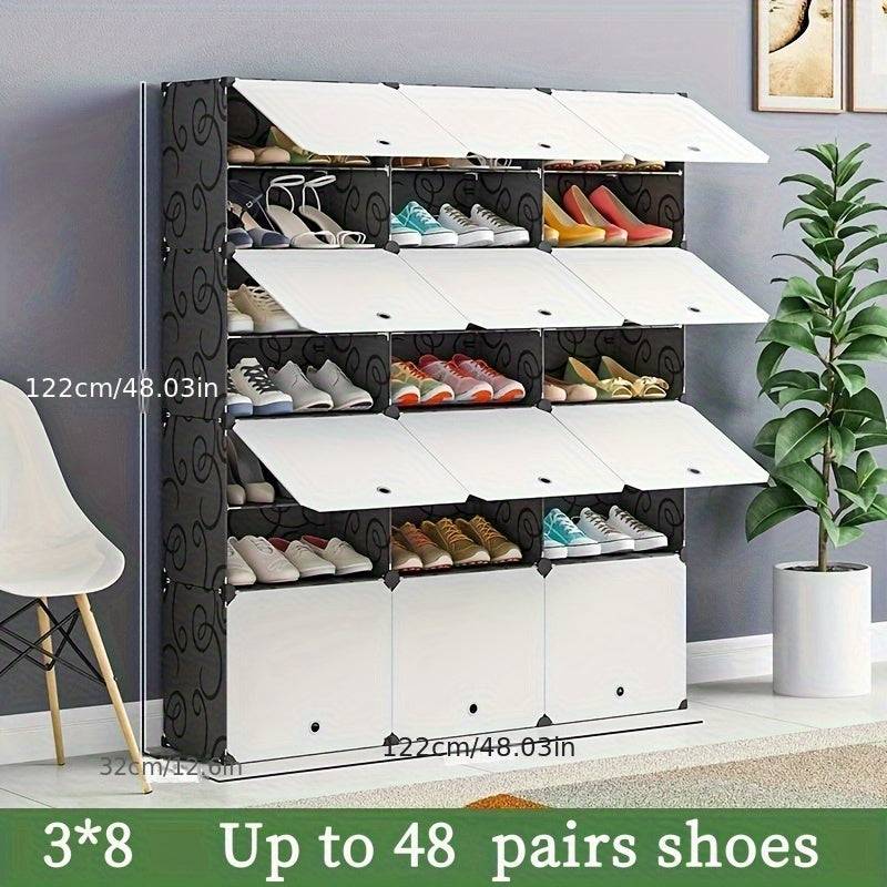 Shoe Rack Organizer Free Standing – Shoe Storage Cabinet for Boots, Slippers & High Heels | 2×6 / 3×8 Tier Shoe Shelf for Closet, Bedroom, Entryway & Hallway | White, Translucent & Black Options