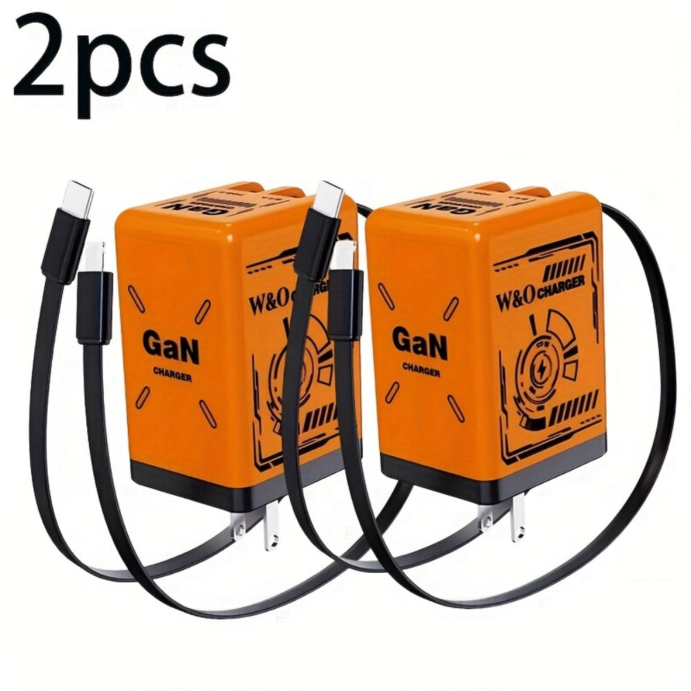 Built-In Cable USB-C Fast Charger 66W 120W – Integrated Type-C Cord 80cm 120cm PD 27W Charging Head for iPhone 17 16 15 14 13 12 Pro Max, Samsung Galaxy, Xiaomi Android, 1pc or 2pcs Set 6 Colors