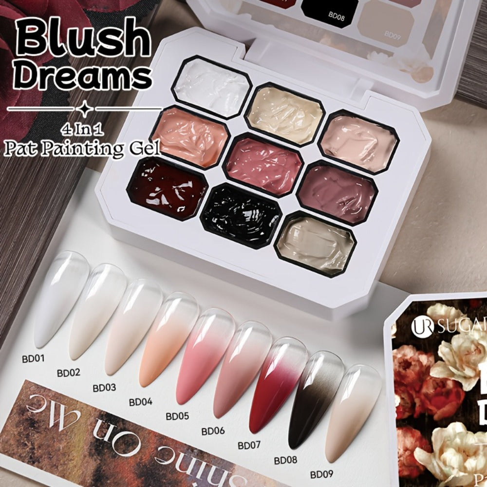 4-in-1 Gradient Gel Nail Polish Set 3pcs - Pat Ombre Gel for French Manicure Nail Stamping Painting & Powder Art - Solid Varnish Gel for Seamless Ombre Nail Art Women Salon Home DIY