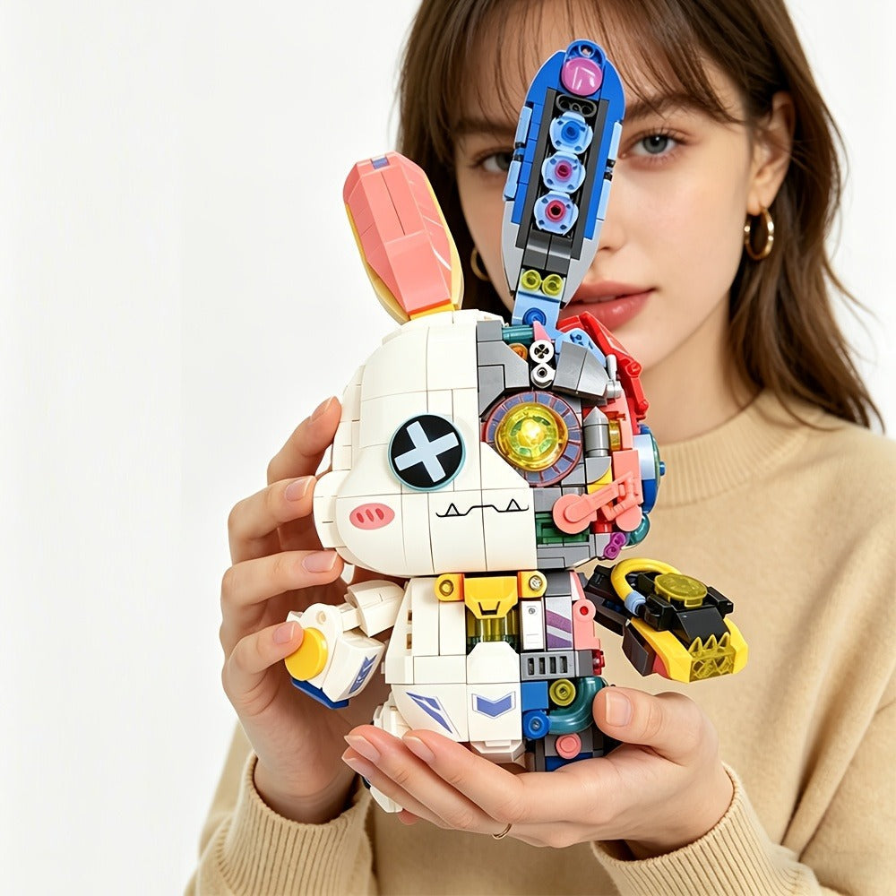 Mechanical Rabbit Building Block Display Model, Pink Punk Style