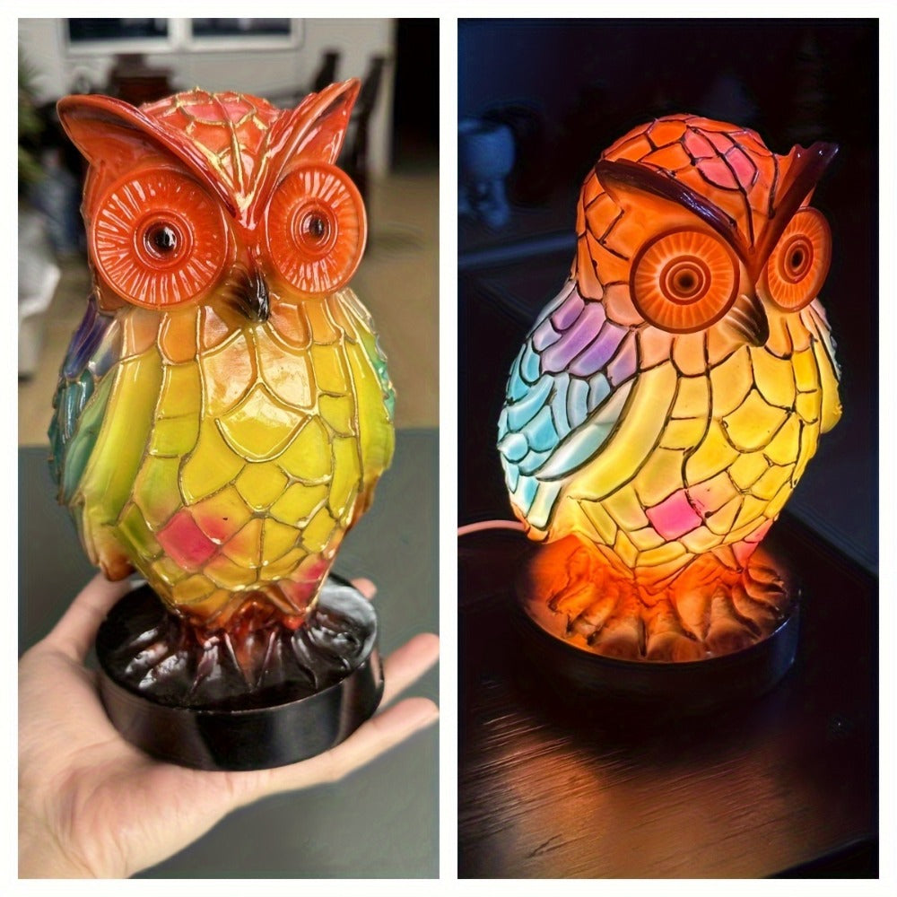 3D Resin Animal Night Light – Bohemian Vintage Dragon, Owl & Sea Turtle Stained Desk Lamp for Bedroom, Home Decor, Birthday & Christmas Gift (Dragon / Owl / Sea Turtle)