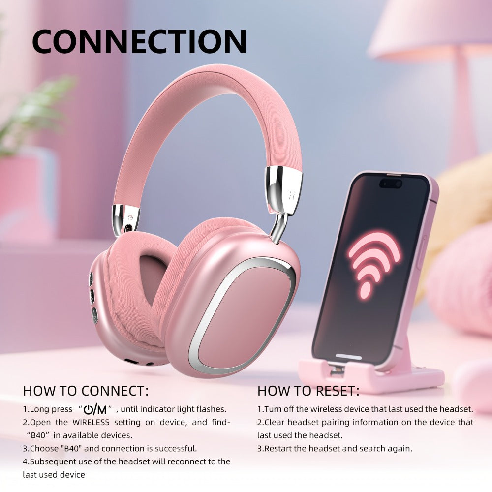 Noise Canceling Wireless Over-Ear Headphones Bluetooth 5.3 Metal 90° Rotating Earpads 6-8Hr Playtime for Music Gaming Commuting iOS Android Windows Compatible