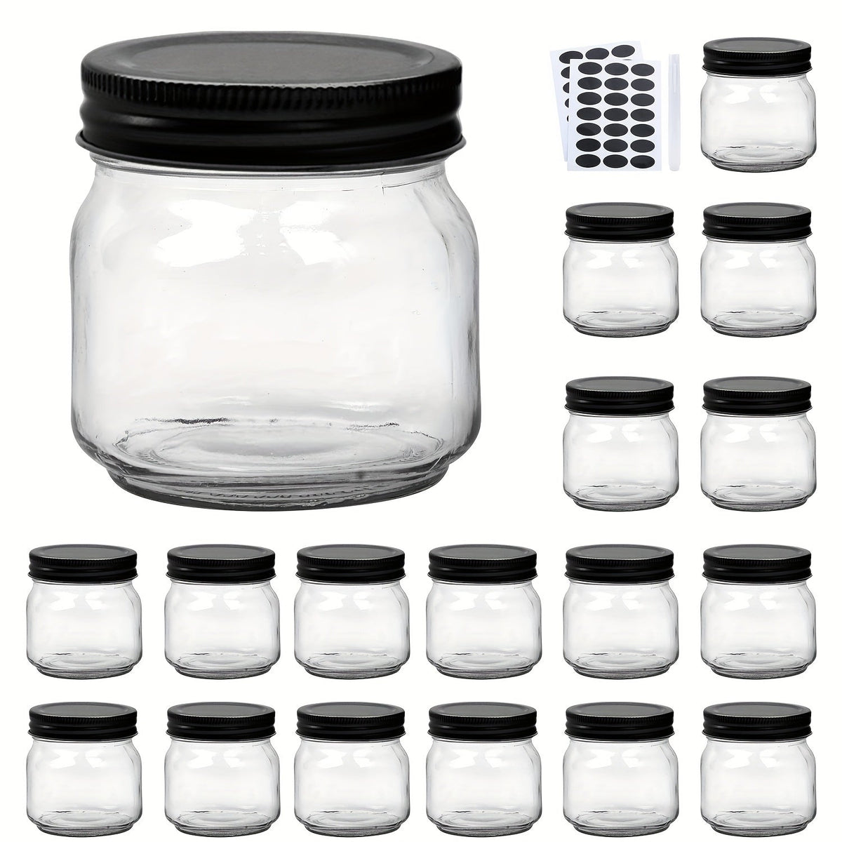 Mason Jars 8oz Glass Jars with Lids – 9/18/27/36 Pack Regular Mouth Canning Jars for Storage, Spices, Jelly, Jam, Honey & Caviar | Dishwasher Safe Spiral Lid Kitchen Storage Containers Set