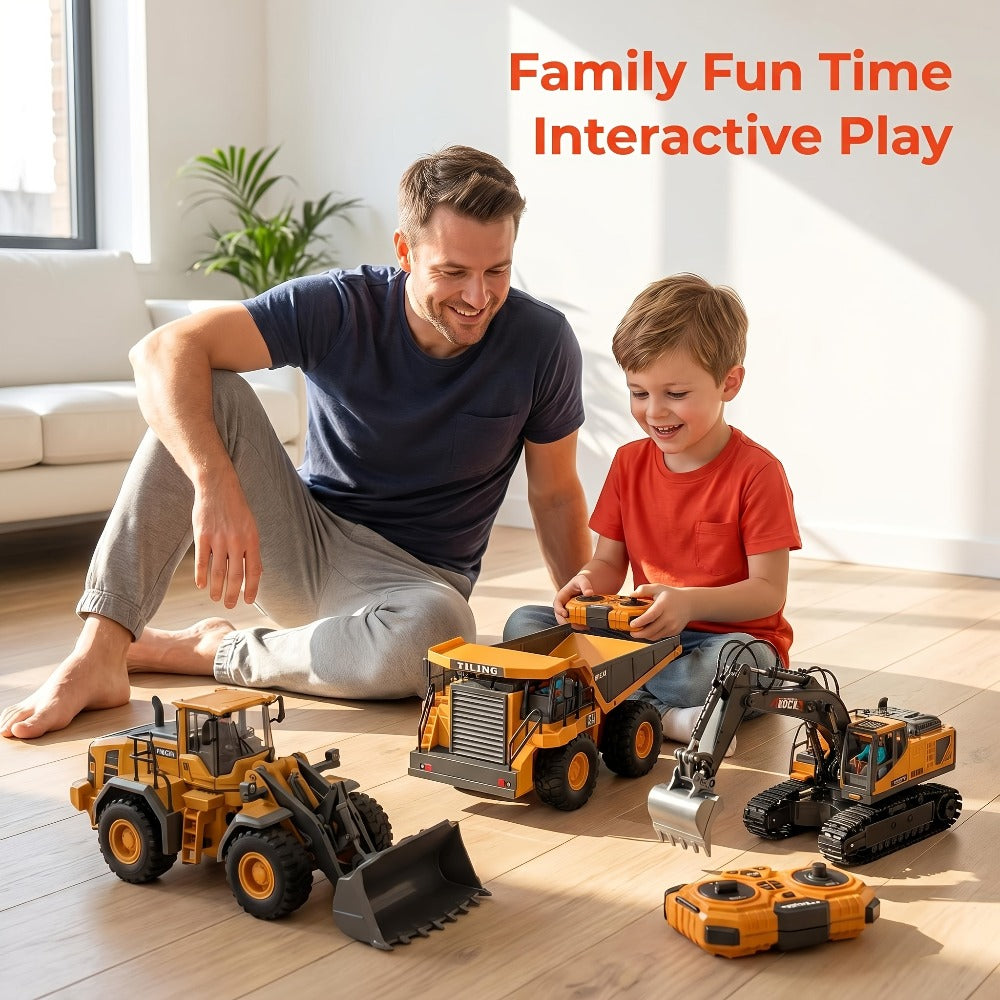 RC Construction Vehicle Set, 11-Channel 2.4GHz 2-in-1 & 4-in-1